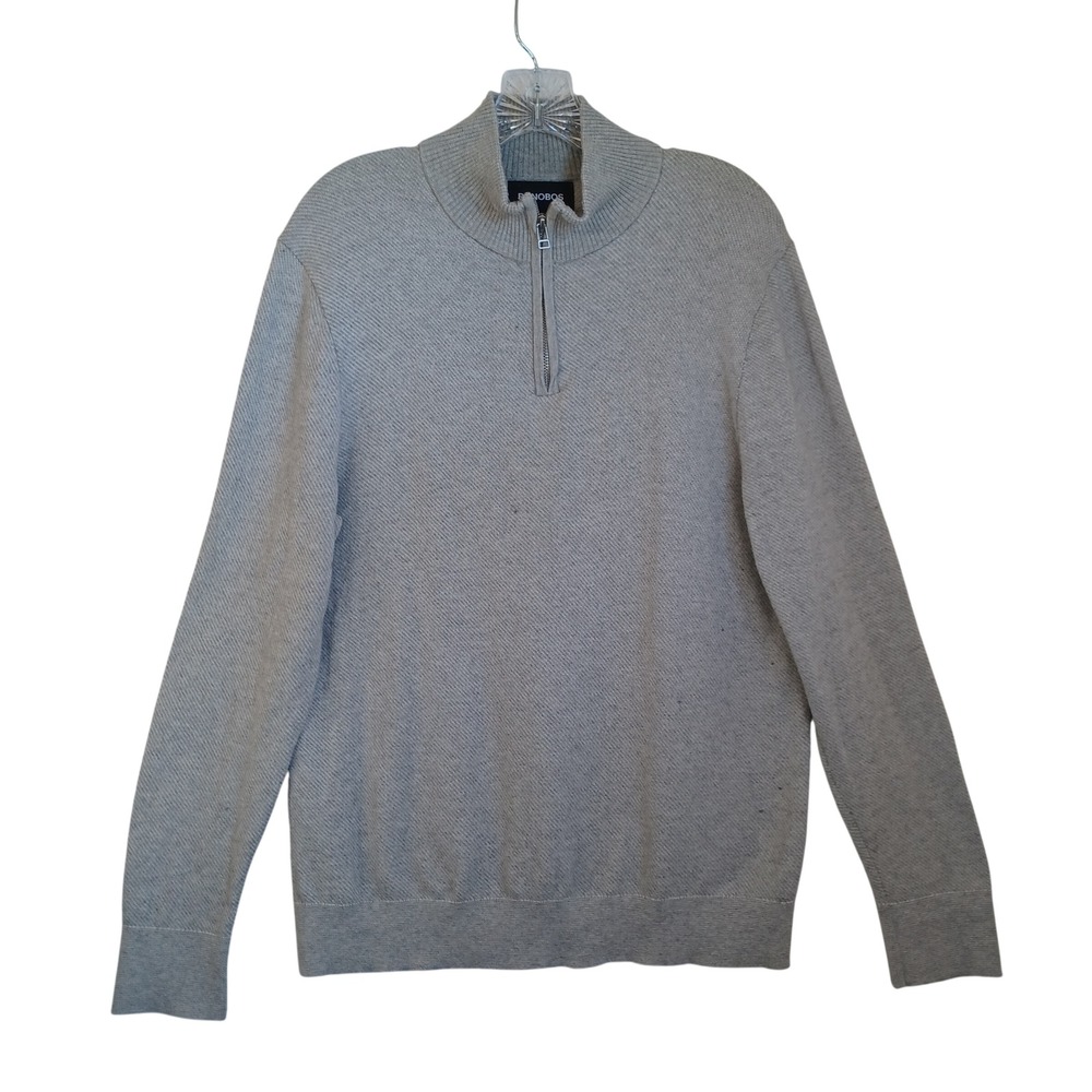 Bonobos Mens Quarter Zip Sweater Heather Gray Cotton Cashmere Blend Size M